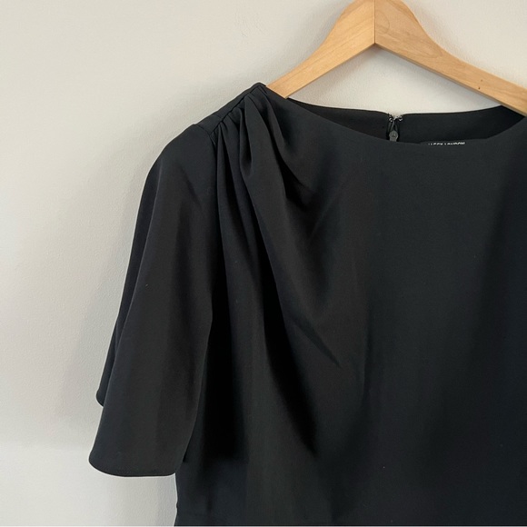 Maggy London ruched shoulder short sleeve sheath dress ladies size 14 black - Picture 2 of 9